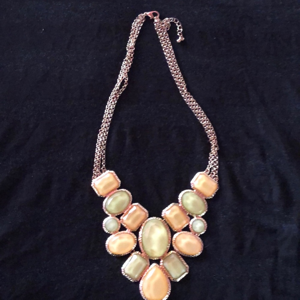 Yellow and green stone statement necklace